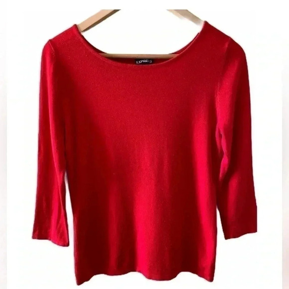Express Round Neck Long Sleeves Lightweight Solid Minimalist Sweater SZ M #1414 - Picture 1 of 5